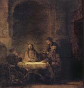 Rembrandt van rijn Christ in Emmaus painting